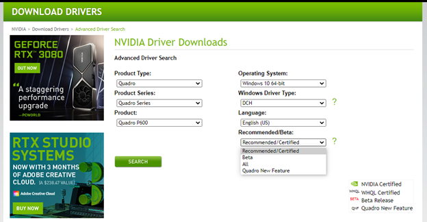 Autodesk Certified Graphics Driver Filter Page