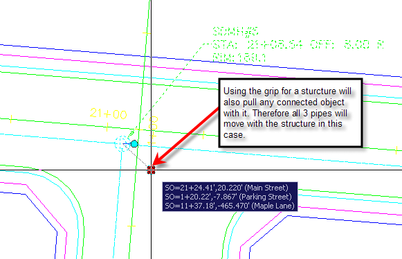 Civil 3D Gravity Pipes Cheat Sheet 11 grips plan view
